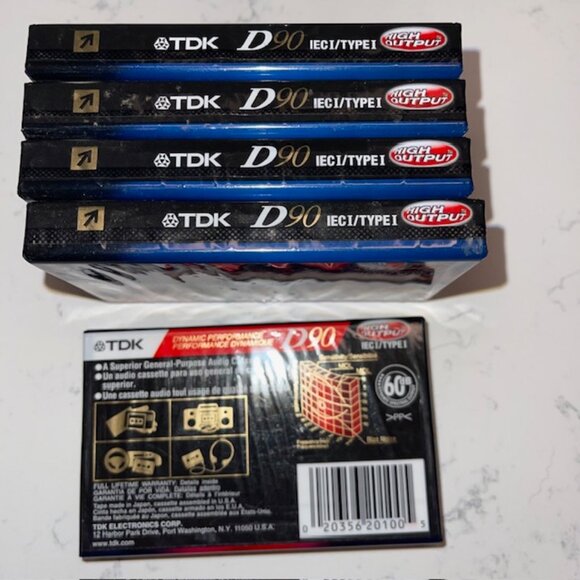 TDK D90 90 min Audio Cassette Tape IECI / Type I High Output New Sealed Lot of 5 - Picture 4 of 4
